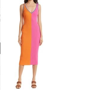 STAUD + BIRKENSTOCK Dana Colorblock Ribbed Body-Con Midi Dress